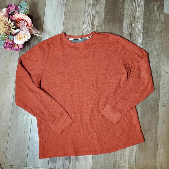 Member's Mark Thermal Crew Shirt Men's XL Waffle Knit Harvest Red Heather - Picture 4 of 12